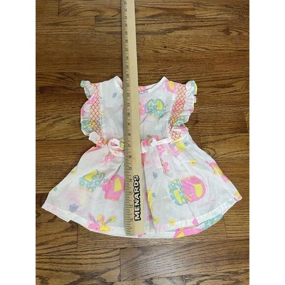 VTG 80s Her Majesty Elephant 2 Piece Pink Yellow Smocked Summer Ruffle Bloomers - Picture 11 of 14